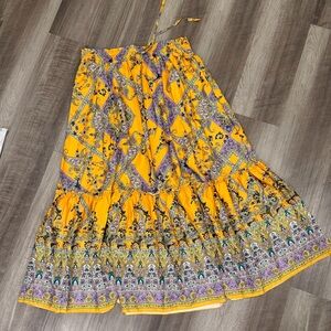 Bohemian Yellow and Purple Maxi Skirt